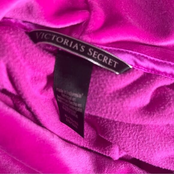 VICTORIAS SECRET Pink Fuchsia Hoodie Velour Full Zip Jacket Size XL - Picture 7 of 9